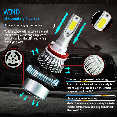 For 2008-2014 Cadillac CTS Sedan 6X 8000K LED Headlight Bulbs Hi/Low + Fog Light - Picture 8 of 12