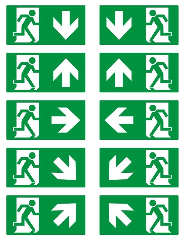 DITGENS Fluchtweg Notausgang Fluchtwegschild selbstklebend 10 Sorten 10 x 20 cm ASR A1.3