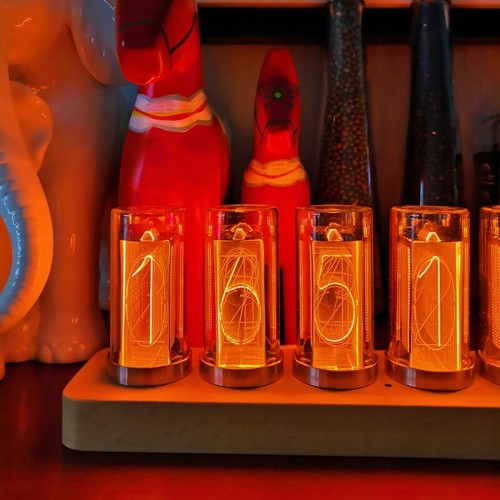6-Digit LED Glow Tube Alarm Solid Wood Nixie Tube Alarm Clock Assembled tps - Picture 3 of 4