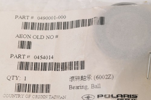 Genuine Polaris 0454014 Wheel Bearing Front - Scrambler Predator Outlaw 50 90 ++ - Picture 2 of 2