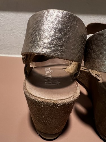 PEDRO GARCIA Fama Platform Wedge Sandals Metallic Leather Size US 9 Pre-owned - Picture 5 of 8