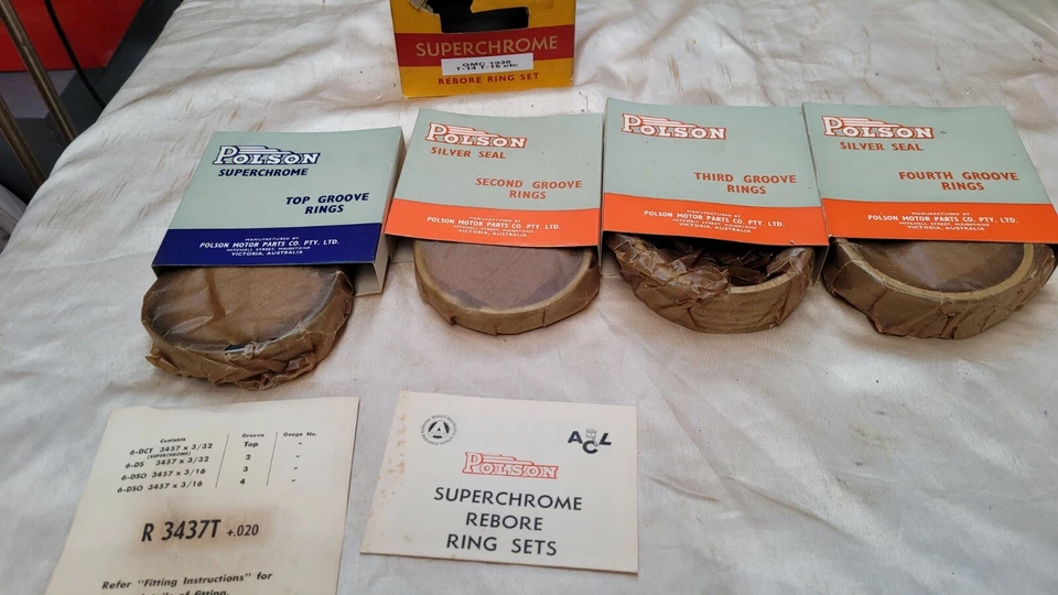 GMC T14 T15 etc. Anillos de pistón 1938 .020 de gran tamaño 6 cilindros 3 7/16" Foto 2 de 4