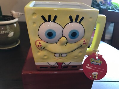 NWT Nickelodeon Mug Spongebob Squarepants Ceramic Large No box Free Shipping 