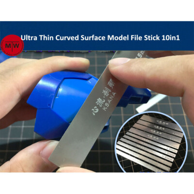 Stainless Steel 0.3mm Ultra Thin Curved Surface Model Grinding File Stick 10in1