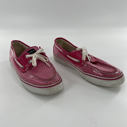 Sperry Top Sider Womens Pink Bahama Sneaker Sequin 8 M Low Top Boat Shoe Preppy - Picture 2 of 15