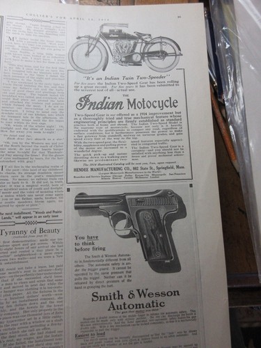 4/2/8/14 COLLIERS MAGAZINE Hamlin Garland SON MIDDLE BOARDER INDIAN MOTORCYCLE A - Picture 9 of 9