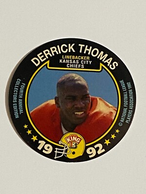  1992 King B Football Base Card Disc #1 Derrick THOMAS 