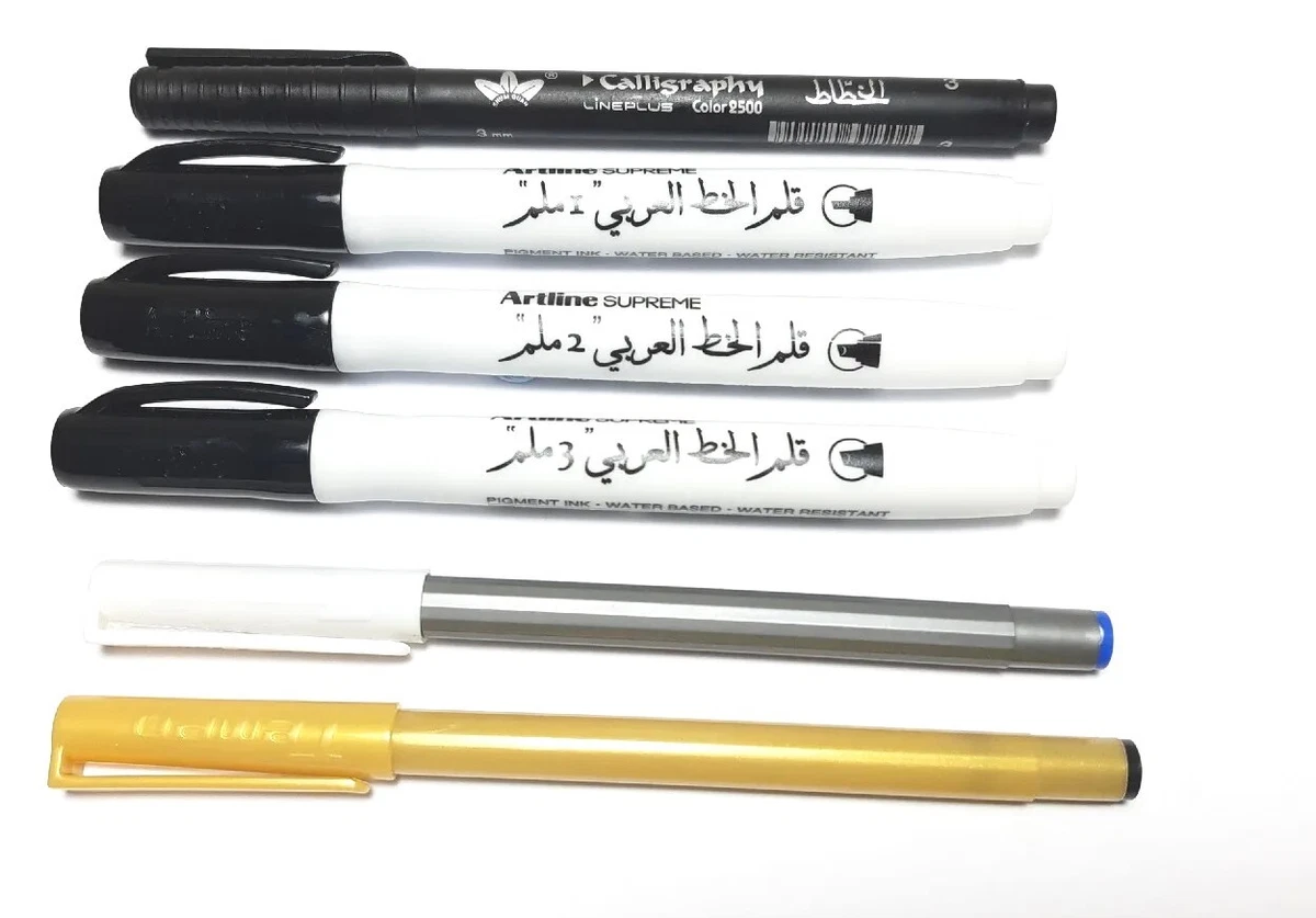 6 X CHISLLED NIB CALLIGRAPHY PENS- 1,2,3mm ITALIC, ARABIC, PERSIAN BLACK.