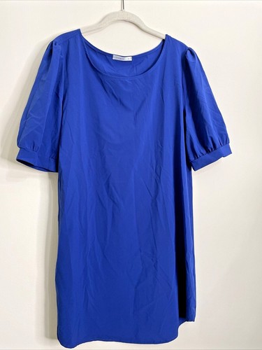 Abito donna blu Coco & Main tunica cambio seta maglione manica a sbuffo taglia XL - Foto 1 di 10