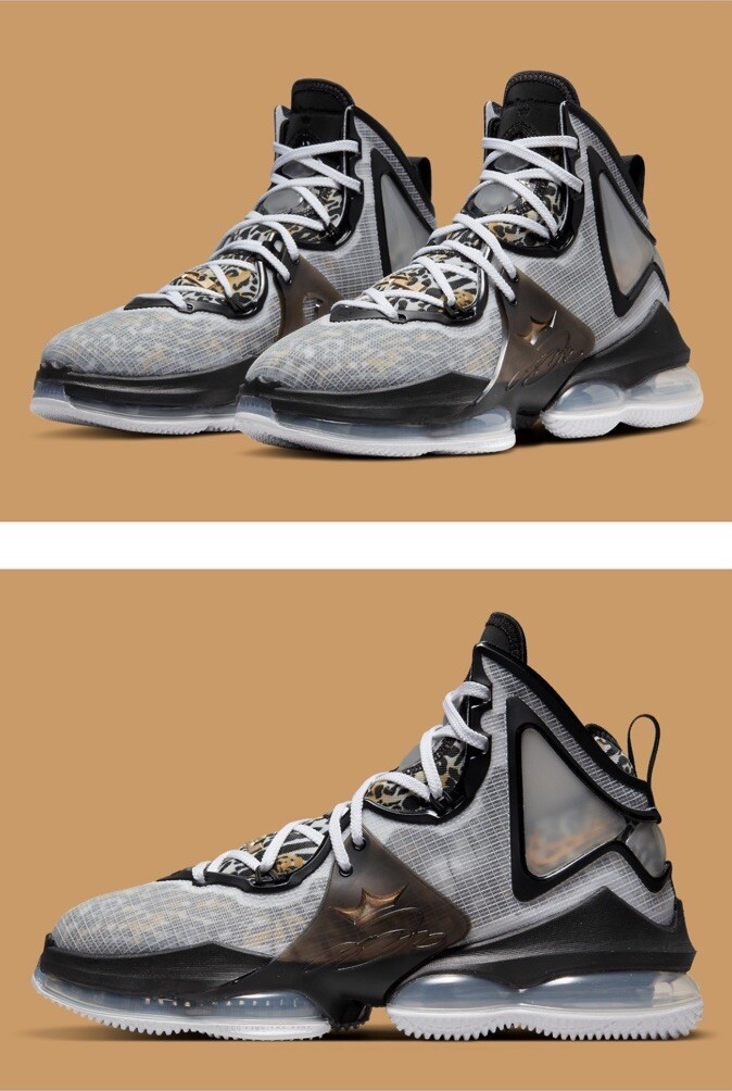 Nike LeBron 19 Leopard 🐆 Print White Black Metallic New Men's