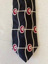 Kelley's Men's Shop Men's Necktie Tie Silk Black Red White Geometric Made in USA