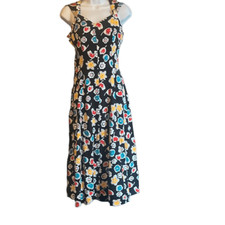 Joan Leslie Vintage Red Yellow Blue Floral Fit N Flare Midi Dress 4 Teacher