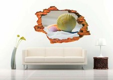 Shells on White Sand 3D Wall Decal Removable Vinyl Sticker Mural Art Decor