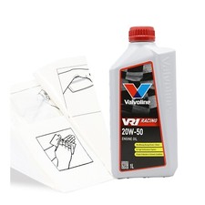 Engine Oil TopUp Valvoline VR1 Racing 20w-50 1 LITRE 1L + Gloves,Wipes,Funnel