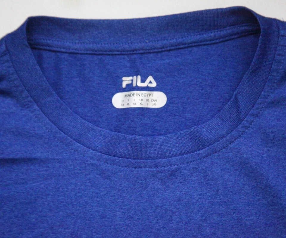 Large Fila Blue Men's Poly Spandex Short Sleeve Man's Crew Tee T-Shirt Top 1-251 - Image 3 of 4