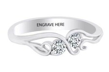 Personalized Round Birthstone Engagement Band Ring In Sterling Silver 925
