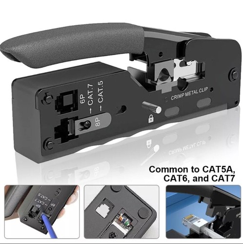 Rj45 Wtyczka Cat 7 12x Zestaw narzędzi sieciowych Szczypce do zaciskania Lan Kabel Tester Profesjonalny - Zdjęcie 2 z 17