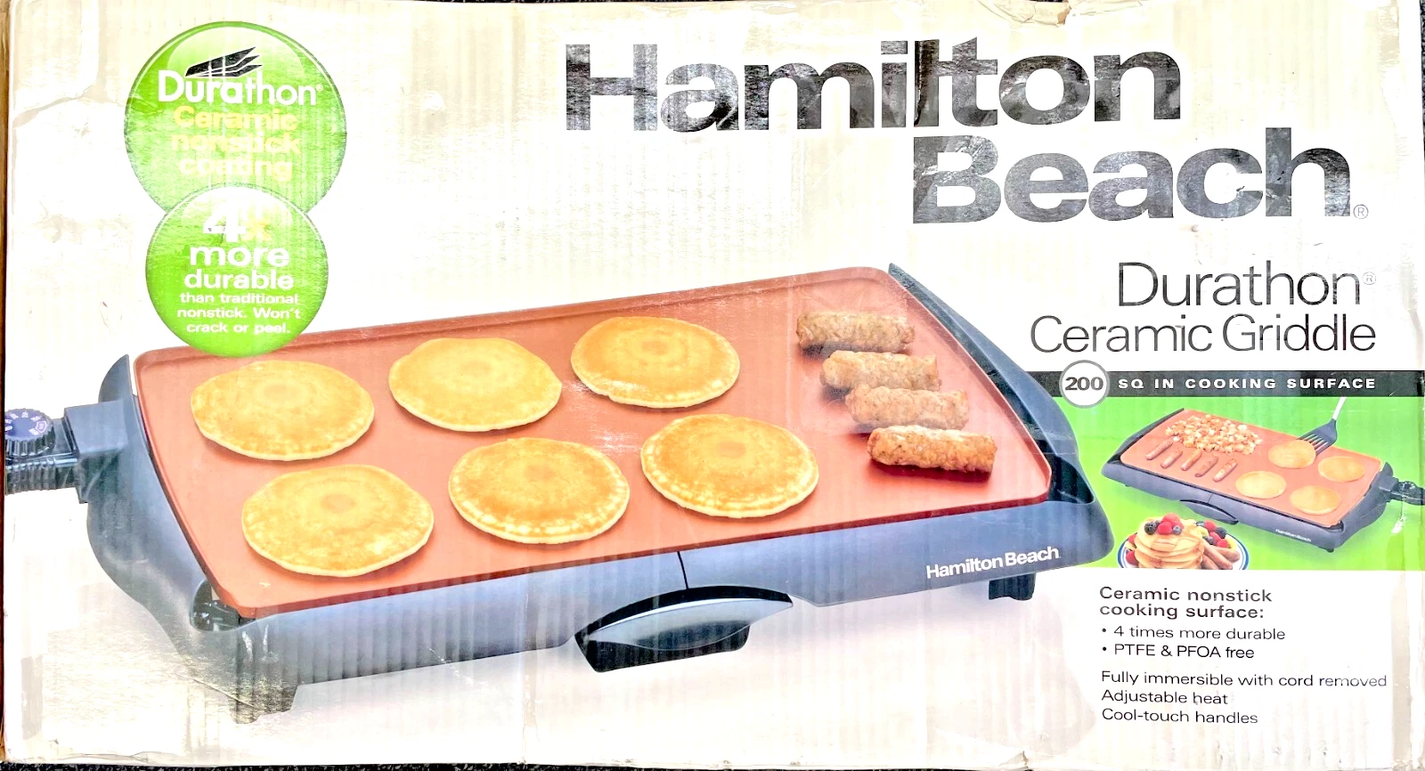 Hamilton Beach Durathon Ceramic Griddle 200 SQ In Cooking Surface (38518R)/NEW