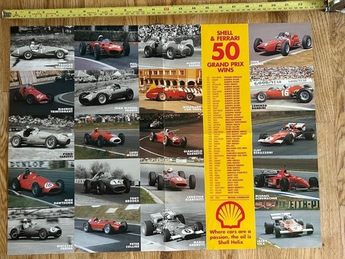 Large Vintage Ferrari-Shell 50th Grand Prix Win Poster 16.5x22-Schumacher - Picture 1 of 1