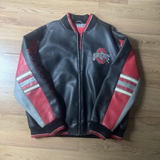 VINTAGE 90's OHIO STATE BUCKEYES G-III OSU THROWBACK LEATHER FASHIONS JACKET XL