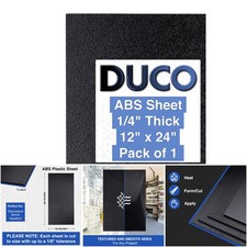 USA-Made 1/4 Inch Black ABS Plastic Sheet 12' x 24' Heat Moldable Craft Board