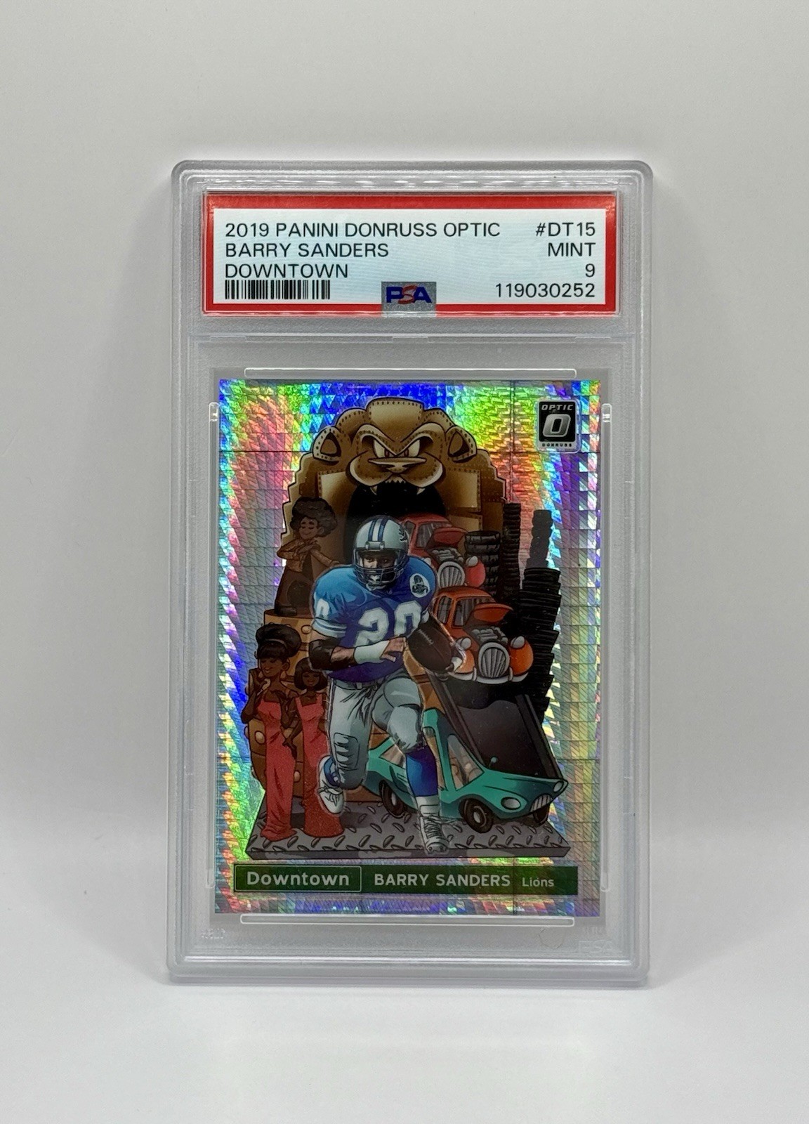 2019 Panini Donruss Optic Downtown Hyper Barry Sanders #DT-15 PSA 9 MINT