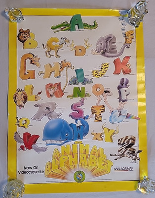1986 ANIMAL ALPHABET  ''Rare'' Video Store Promo Poster Geoffrey Drummond Lorimar