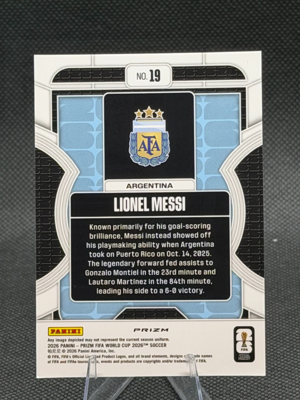 2026 Panini Prizm FIFA World Cup Lionel Messi Phenomenon Wave Prizm view 2