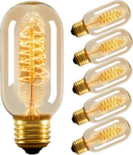Edison Bulbs,6-Pack Vingtage Filament Light Bulb,T45 2700K Warm Light 40 Watt,11