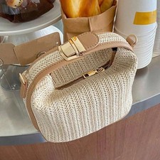 Summer Small Straw Handbag Trendy Shoulder Bag Woven Bucket Crossbody Bag Tote