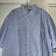 Red Kap Men's Short Sleeve Striped Work Shirt 3XL Poly Cotton Honduras M Wash