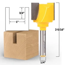 1" Diameter X 3/4" Height Straight Router Bit - 1/4" Shank - Yonico 14030q