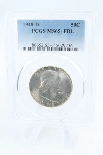 1948-D PCGS MS65+FBL Franklin Half Dollar Full Bell Lines 50C