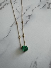 Astra 2.4ct Lab Emerald and Diamond solitaire pear cut necklace in 18K Gold 