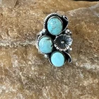 Yazzie Ring Blue Turquoise Navajo Sterling Silver Cluster Size 10 19218