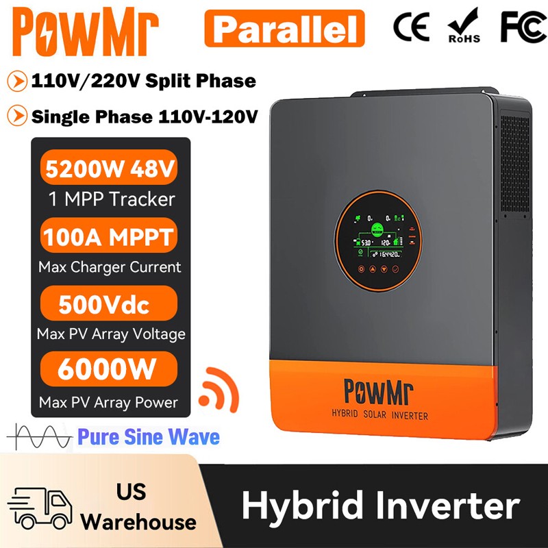 3KW 5KW 10KW Solar Hybrid Inverter Off Grid 110/220V Split Phase MPPT Controller