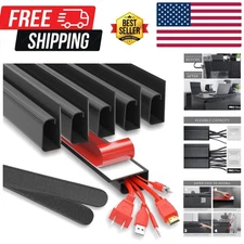 No Drill Cable Organizer: 6x 16in Black J Channel Raceways for Easy Setup
