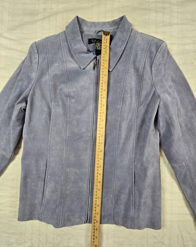 DIALOGUE QVC Womens Jacket Suede Blazer Washable Career Travel Baby Blue 16 NWT - Image 4 of 4