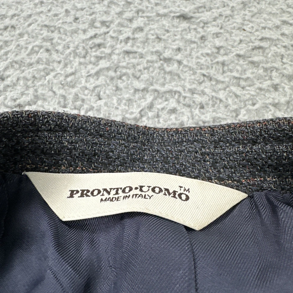 Pronto Uomo Wool Silk Blazer Men 46L Windowpane Plaid 3 Button Made in Italy - Image 2 of 4