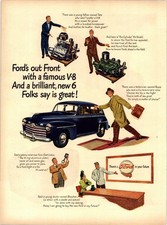 Ford V-8 6 Cylinder Engines Original Print Vintage Car Magazine Ad 1940s Ad146