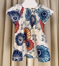 TEA COLLECTION Abstract Floral Print Swing Flutter Sleeve Top 2T NWT