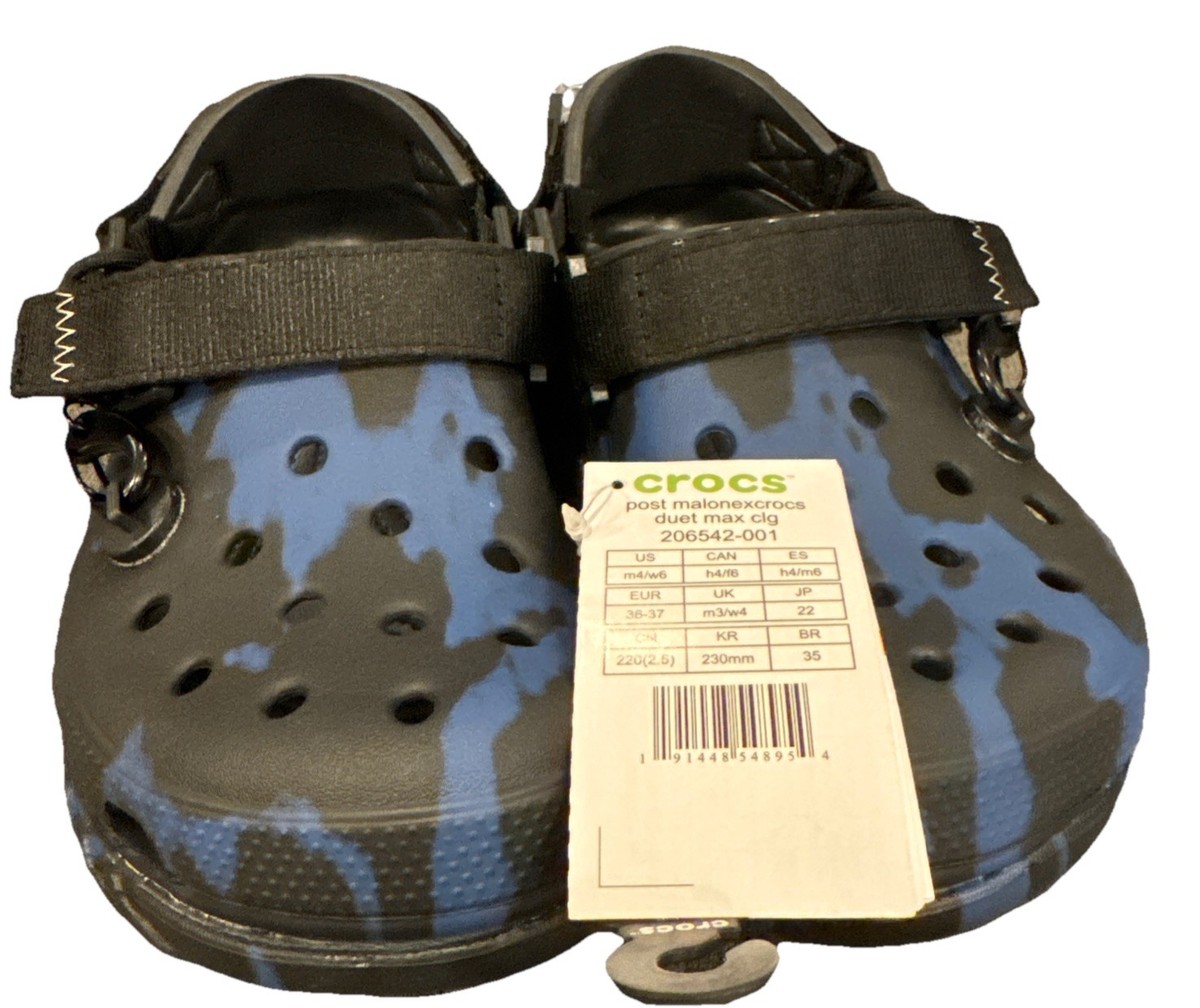 Post Malone X Crocs Duet Max Clog Blue Black 206542-001 Size M 4
