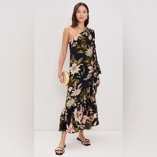 NWT Size XL - Farm Rio One Shoulder Floral Ruffled Maxi Dress (NWT US$ 348)