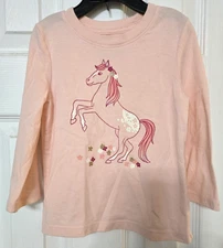 Cat & Jack Girl's Long Sleeve 'Pink Horse' Graphic T-Shirt Size 2T NWOT