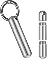 Small Keychain Pill Holder Stainless Steel Waterproof Container Tiny Portable