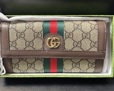 Gucci GG Continental Ophidia Long Wallet Genuine Leather Brown