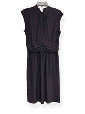 DRESSBARN Black Sleeveless Ruched Dress, Women Size 10
