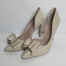 Betsey Johnson Prince D  Orsay Glitter Gold Stiletto Pumps High Heel Size 7.5M