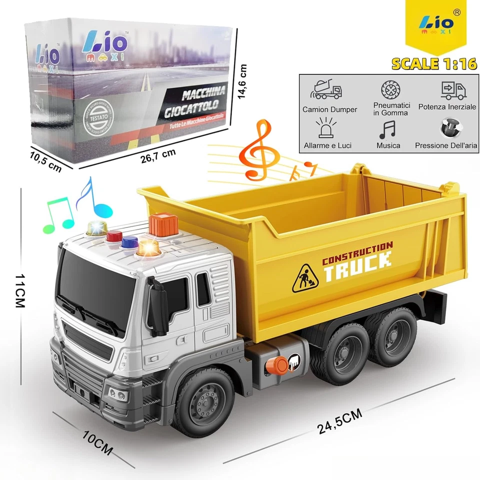 Scala 1:16 Autoribaltabile,Grande Camion Giocattolo,Camion Dumper,Dumper Ribalta - Immagine 2 di 4