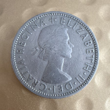 1961 Great Britain Florin Two Shillings Elizabeth II Cu-Ni Round Shield Rose
